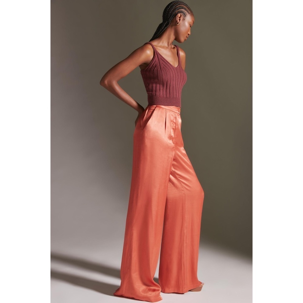 ANTHROPOLOGIE Orange Petra Wide Leg Trousers Pants Size XS NWT